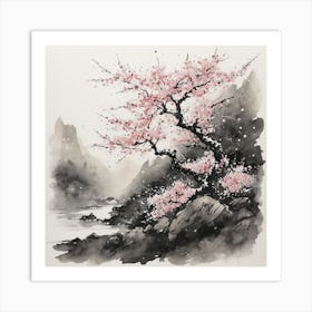 Cherry Blossom Tree Watercolor Painting 2 Art Print