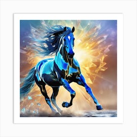 Blue Horse Art Print