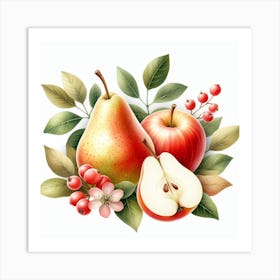 Pear and Apple 1 Art Print