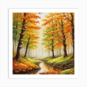 Forest In Autumn In Minimalist Style Square Composition 180 Art Print