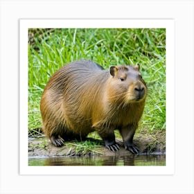 Capybara Rodent Largest South America Semi Aquatic Herbivore Social Cute Friendly Furry An Art Print