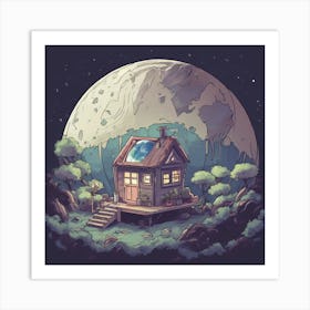 Casita De Alien En La Luna Mirando El Desastre Que Es La Tierra Art Print