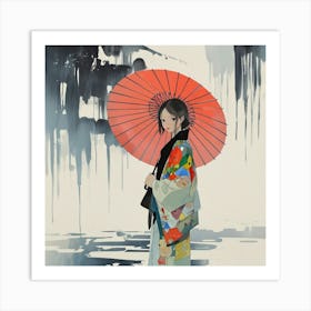 Japanese girl with umbrella 2 Art Print