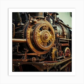 Firefly Steampunk, Train, Victoria, Station, London, Closeup, Industrial, Vintage, Gears, Brass, Mec (1) Art Print