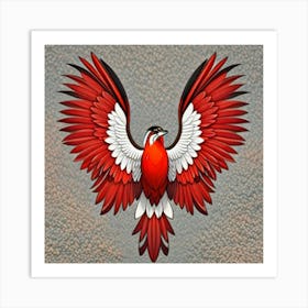 Pajaro Blanco Y Rojo Art Print