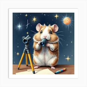 Hamster With Telescope 1 Art Print