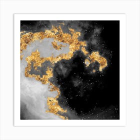 100 Nebulas in Space with Stars Abstract in Black and Gold n.117 Art Print