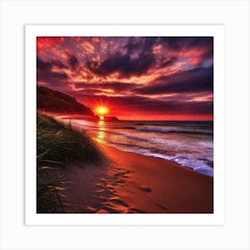 Sunset On The Beach 374 Art Print