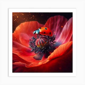 Ladybird and Red Poppy  Art Print