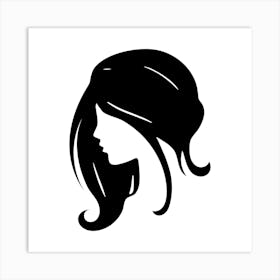 Abstract Portrait Of A Line Blackhaired Woman Art Print