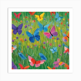 Butterflies in a Wildflower Meadow  Series.2 Art Print