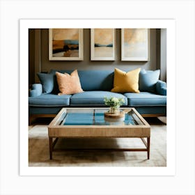 A Photo Of A Living Room With A Large Sofa (4) Art Print