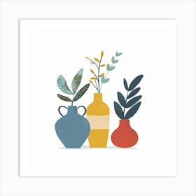 Three Vases With Plants 1 Art Print