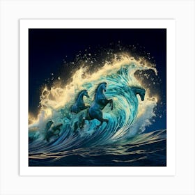 Firefly Wild Stream, Huge Wave, Spray, Transparent, Water Horses, Dynamic, Powerful, Natural, Ethere (11) Art Print