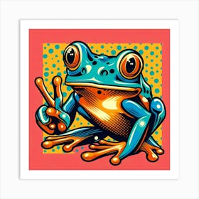 Frog With Peace Sign Art Print