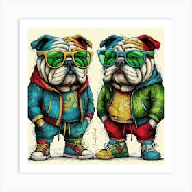 Urban Clothing Bulldog Twins Art Print