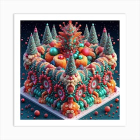 Christmas Cake 3d Art Print