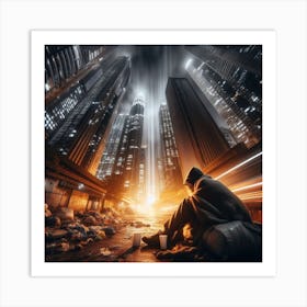 Homeless Man In A City Art Print