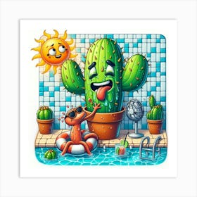 Cactus In The Pool Poster