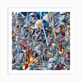Star Wars Mosaic, a cubist collage of Star Wars characters and scenes Art Print