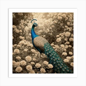 Default Pastel Peacock In A Sepia Garden A Beautifully Detaile 0 Art Print