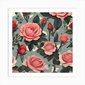 Roses Wallpaper Art Print