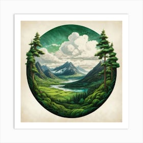 Landscape In A Circle Art Print