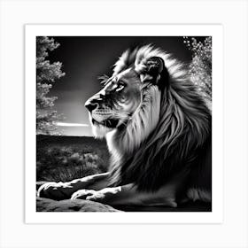 Lion In Black And White 8 Art Print