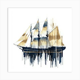 Color Drip Design A Grand Sailing Ship Art Print