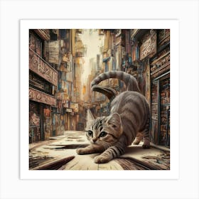 Cat In The City Art Print