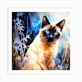 Cats Lavender - Siamese Cat Art Print