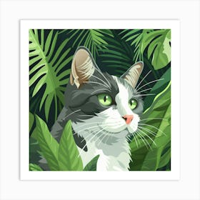 Cat In The Jungle 18 Art Print