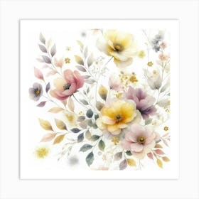 Watercolor Flowers Art Print