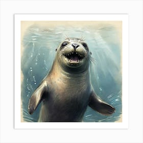 Seal In The Water 2 Art Print