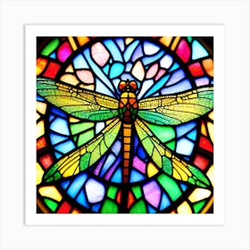 Dragonfly stained glass window Art Print