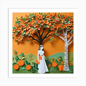 Girl Under An Orange Tree Art Print