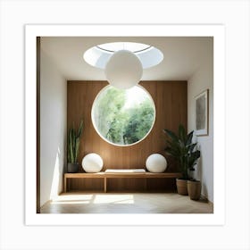 Round Window In A Hallway Art Print