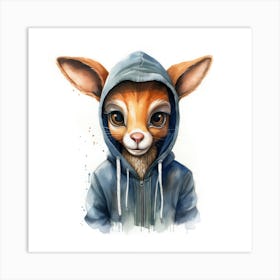 Watercolour Cartoon Gazelle In A Hoodie Art Print