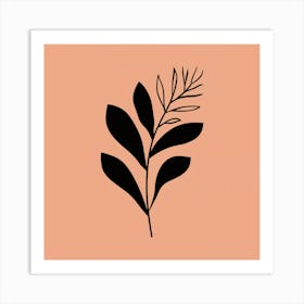 Leaf On A Peach Background Art Print