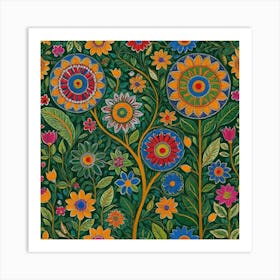 Kaleidoscope Of Flowers Art Print