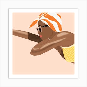 Beach Vibes, Women with Headband, Retro Art Print