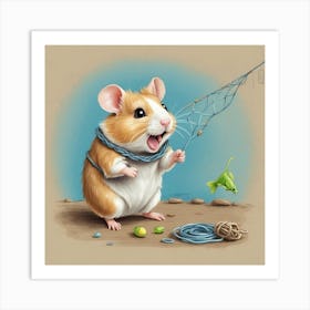 Hamster Fishing 10 Art Print