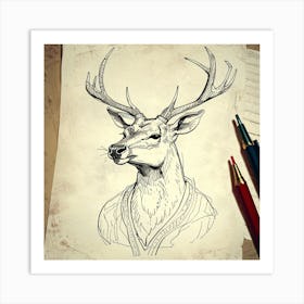 Deer Head 5 Art Print