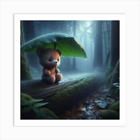 Teddy Bear In The Forest 1 Art Print