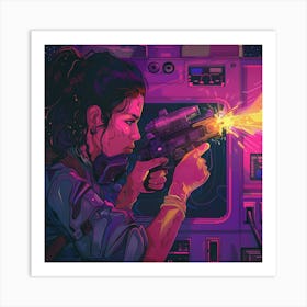 Girl With A Gun 1 Art Print