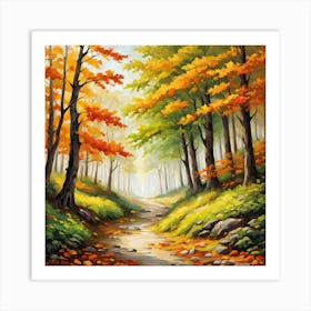 Forest In Autumn In Minimalist Style Square Composition 39 Art Print