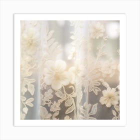 White Lace Curtains Art Print