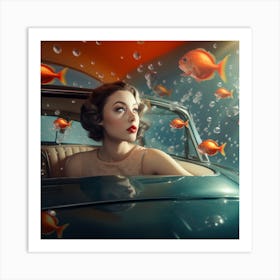 Woman In A Car 3 Art Print