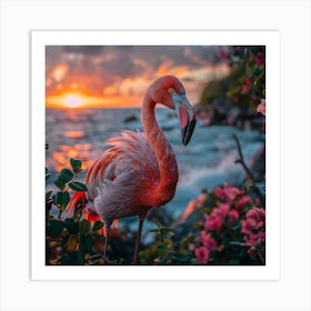 Flamingo At Sunset 11 Art Print