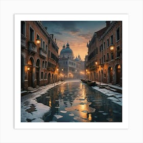 Venice in winter  Art Print